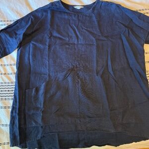 Elizabeth Suzann Harper Tunic, OS, Navy Linen